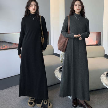 
Fat girl slimming belly-covering long skirt with inner dress