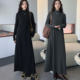 Autumn and winter plus size women's clothing for fat mm slimming belly-covering French solid color high-neck bottoming dress with A-line skirt inside