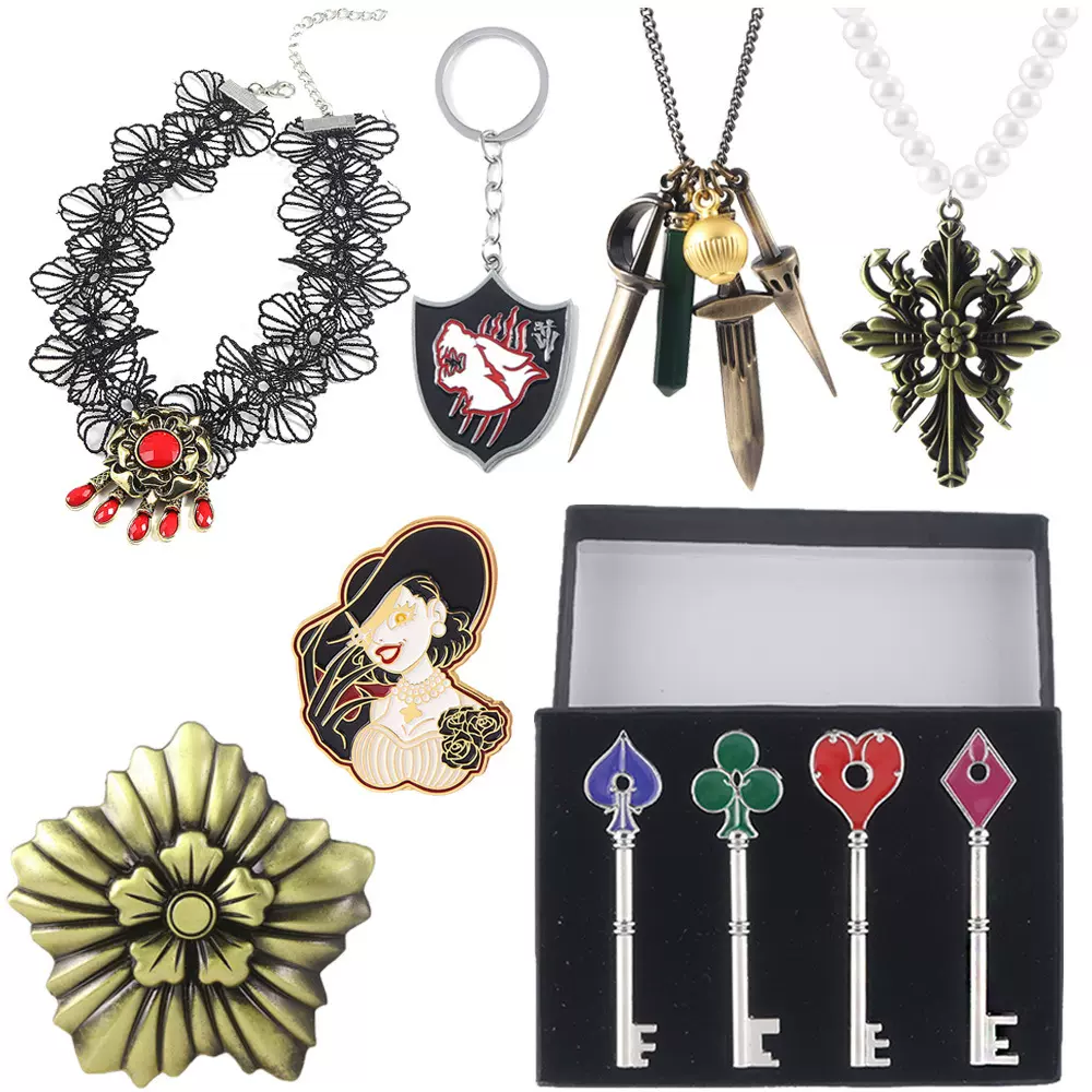 生化危机8 蒂米特雷斯库夫人项链蛾女扑克牌钥匙套装硬币钥匙扣