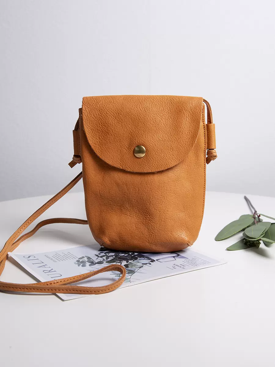 手工真皮手机包女迷你小包包头层牛皮单肩斜挎包小方包百搭手机袋