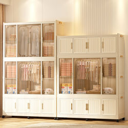 Folding Storage Cabinet, Household Baby and Children's Clothes and Toy Storage Cabinet, Plastic Installation-Free Snack Cabinet
