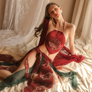 Underwear sexual belly wrap backbone seductive long skirt hot retro female uniform set