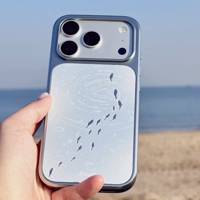 Shesell koi iphone17 mobile phone case mirror electroplating silver edge couple besties anti-fall and anti-collision feel so simple and cute