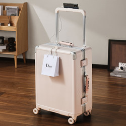 2026 New Stylish Carry-On Suitcase 24-Inch Leather Luggage Suitcase 20inch Wide Handle Travel Suitcase for Women Silent Wheels