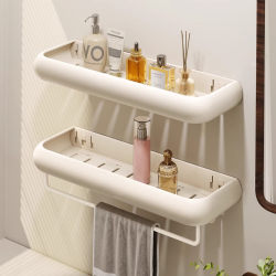 Japanese Quality Bathroom Storage Rack, No-Drill Wall-Mounted Shelf for Bathroom Sink, High Aesthetic Wall Hanging Rack