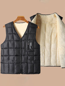 
High-end 2025 winter down cotton vest men's plus velvet thickened vest warm vest for middle-aged and elderly people to wear inside