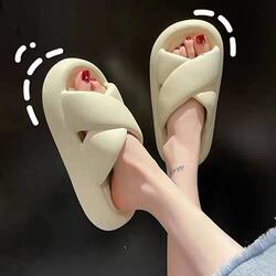 Cross-Strap Thick-Soled Slippers for Women 2026 New Model, Non-Slip for Home and Outdoor Use, Suitable for Students' Dorms, Casual Versatile Sandals