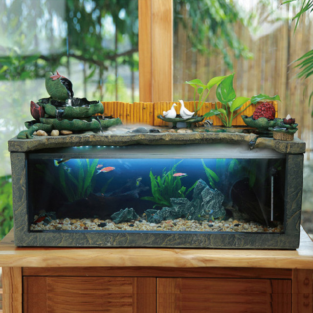 Flowing water fish tank decoration living room with atomized ultra ...