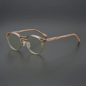 
Japanese retro glasses frosted round frame frames for men and women imitation wood frame ultra-light light brown glasses Korean version tortoise shell for men and women