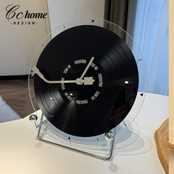 2025 New Original Modern Minimalist Design Glass Vinyl Black Record Wall Clock Retro Desk Clock Wall-Mounted Clock