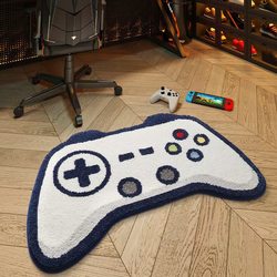 Special-Shaped Game Console Controller Imitation Cashmere Carpet for Home Living Room, Non-Slip and Stain-Resistant Foot Mat, Easy-Care Bedside Rug for Bedroom
