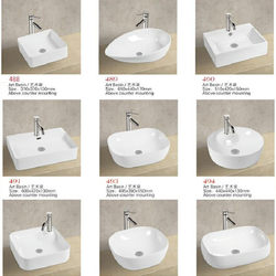 Countertop Wash Basin Square Ceramic Wash Basin Countertop Basin Small Size Bathroom Single Basin Round Basin Household Countertop