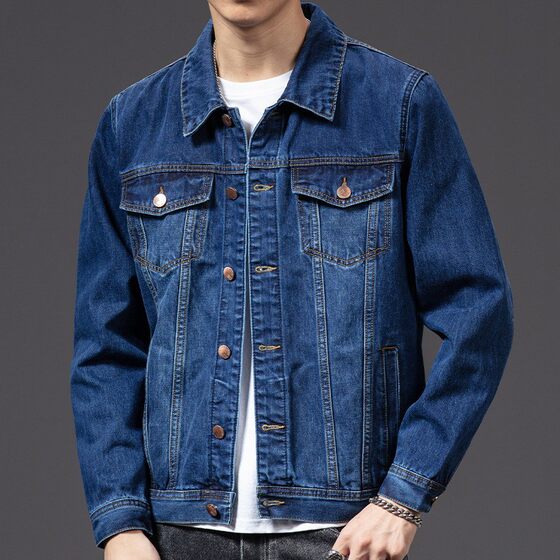 
Men's washed denim jacket autumn new Korean style slim blue top trendy brand casual work jacket for men