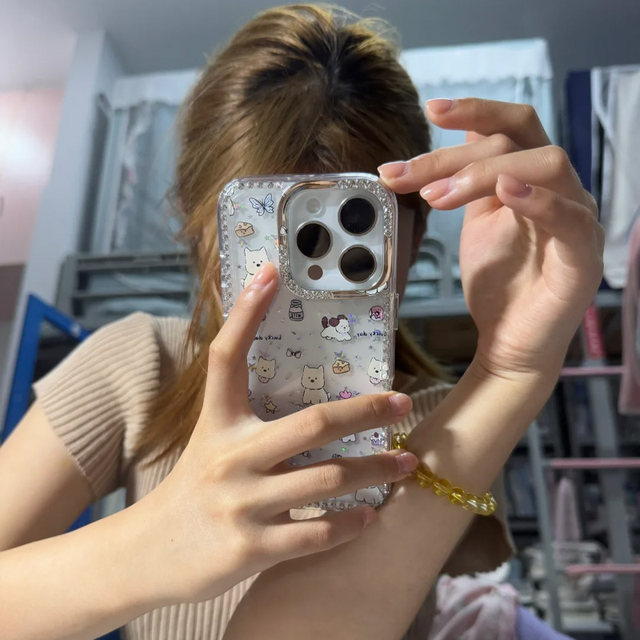 Laser Stars West Highlands suitable for Apple 16promax mobile phone case iphone14pro new 13 cartoon 12 Japanese and Korean cute 11 protective case 15promax full cover anti-fall 17pro trendy shell