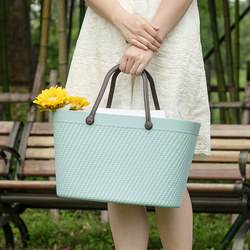 Trendy Portable Bath Basket, Large Plastic Shopping Basket for Supermarket, Outdoor Picnic Basket