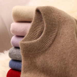
100% cashmere children's cashmere sweater half high round neck medium large children's solid color base knit sweater for men and women