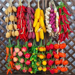 Simulated Vegetable String Hanging Ornaments, Corn, Pepper, Garlic, Fruit Models, Plastic Fruits and Vegetables, Farmhouse Restaurant Decorations