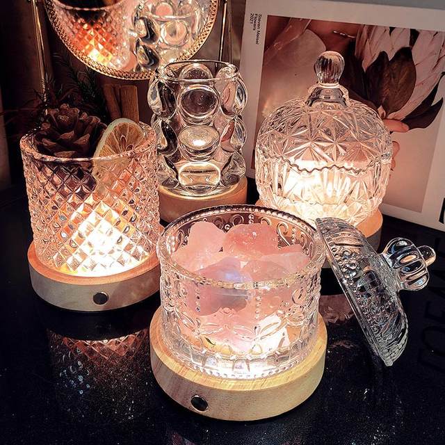 Transparent glass jar natural white crystal aromatherapy diffuser stone royal guard salt cornucopia pendant degaussing stone ornaments utensils