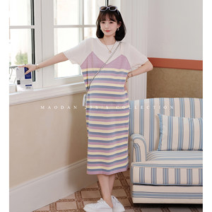 
Cat Single [Flower Color Pictorial] Nana's pregnancy outfit maternity outfit for summer vacation two loose and fashionable dresses
