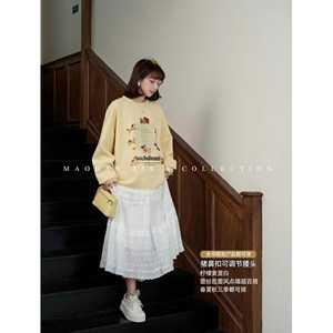 
Maodan [Lemon Buck] Nana's pregnancy maternity wear 2026 spring new lace splicing sweatshirt suit