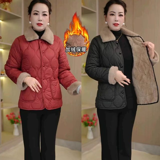 velvet cotton coat with autumn and winter short new fashionable and fashionable mother's clothing casual and versatile age-reducing warm cotton coat
