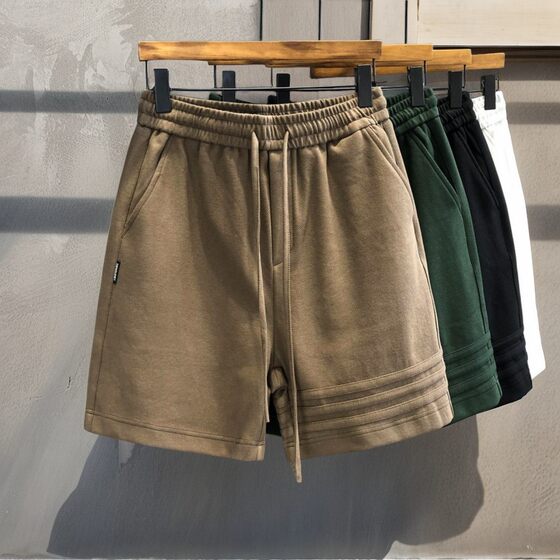 Three bar design high -end heavy sports casual shorts men's pants summer loose penta pants American style pants
