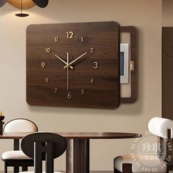 2025 New Model Wood-Colored Electric Meter Box Decorative Painting with Clock, Wall Clock, Hanging Painting, Electric Switch Distribution Box Cover with Clock