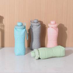 Silicone Folding Water Cup with Straw, Outdoor Portable Sports Fitness Water Bottle, Women's Mini Travel Camping Sealed Cup