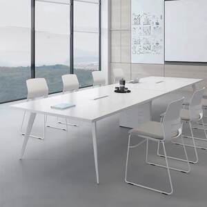 
Large and large conference table long white simple modern office furniture table and chair combination reception negotiation meeting table