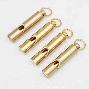 
Cross-border hot selling brass outdoor survival supplies bamboo keychain pendant children's competition metal whistle climbing