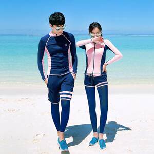 
Korean diving suit couple jellyfish suit sun protection quick-drying surfing long-sleeved swimsuit split conservative beach vacation swimsuit