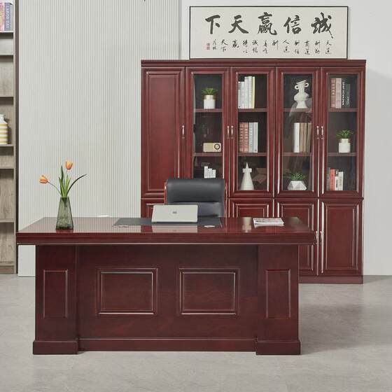 
New Chinese style boss office desk and chair combination simple solid wood large table high-end president chairman office furniture