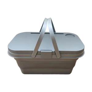 
Outdoor camping supplies picnic basket with foldable table portable shopping basket multi-function picnic table folding bucket