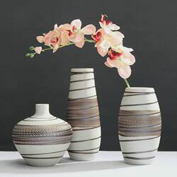 Jingdezhen Ceramics Modern Minimalist Flower Vase Set of Three Creative Living Room Tv Cabinet Home Decoration Vase