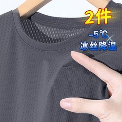 Men's Summer New Breathable Ice Silk Short-Sleeve T-Shirt for Running and Sports, Quick-Drying Top for Men