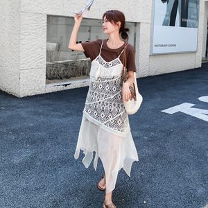 Women's/Ladies' Boutique Dress 2025 Summer Round Neck Loose Waist Hangzhou Two Piece Summer Short Sleeve Medium