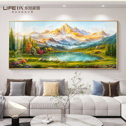 Prosperity Landscape Painting, Mountain and River Picture, Living Room Decorative Painting, Light Luxury and High-End Feel, Sofa Background Wall Hanging Painting, 2025 New Model