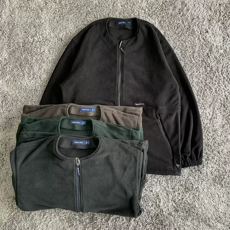 现货折扣NAUTICA Recycled Fleece Pullover长谷川半拉链抓绒卫衣-Taobao