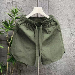 Men's Summer Thin Loose Casual Shorts Trendy Fashion Cool Ice Silk Sports Five-Point Beach Shorts for Men
