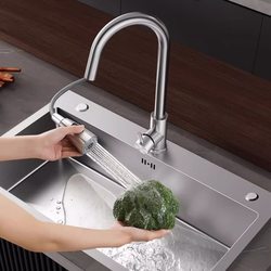 Kitchen Sink 304 Stainless Steel Hand-Brushed Thickened Single Bowl Household Vegetable Washing Basin Large Single Bowl Under-Counter Sink