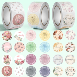 Fresh Flower Stickers Thank You Gift Sealing Stickers Packaging Stickers Cultural and Creative Stickers Label Stickers Sealing Roll Paper