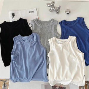 2025 new style boys summer thin vest middle big children white vest children boys sleeveless cotton vest