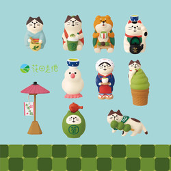 Zakka Japanese-Style Cat Matcha Tea House Miniature Scene Decoration Creative Resin Crafts Desktop Ornaments