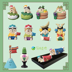 Japanese-Style Cat Zakka Dragon Boat Festival Celebration Car Decoration Home Cat Resin Cute ins Small Figurines Gift Miniature Photography