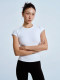 aolol layered artifact round neck high crocodile heavy cotton T-shirt for women with hidden flesh and slim shoulder short sleeve slim base top
