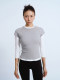 aolol layered artifact round neck high crocodile heavy cotton T-shirt for women with hidden flesh and slim shoulder short sleeve slim base top
