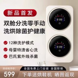 Double-Warehouse Underwear Washing Machine, Fully Automatic Mini Drum Washing Machine for Washing Underwear, Socks, Washing and Drying All-In-One, Wall-Mounted Small Cleaning Machine