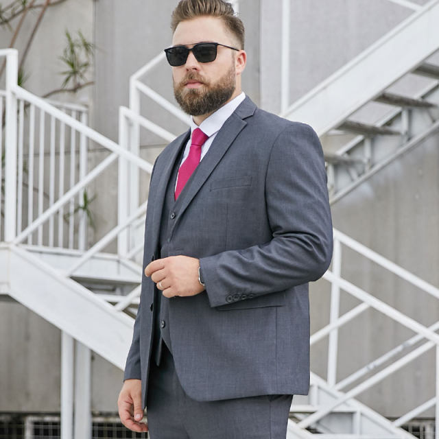 Large -size suit men's suits plus fat and increase the fat man's business ownership gray suit jacket wedding dress four seasons
