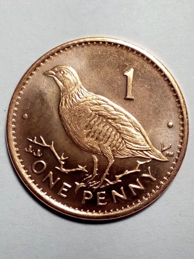 全新原袋拆出直布罗陀1便士硬币(直径20.4毫米，柏柏尔鹧