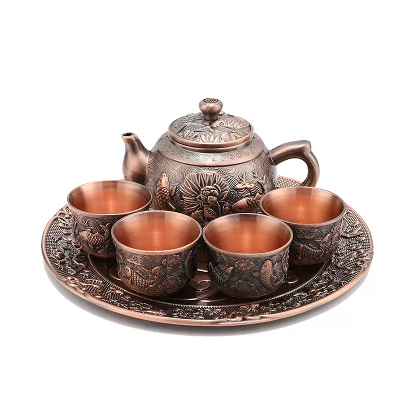 純銅雙人小茶壺功夫茶道銅壺多功能黃銅小酒壺滴水壺銅器鎮紙擺件